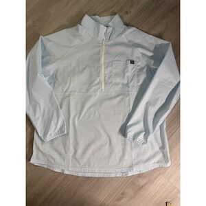 LL Bean Mens Large Blue White Striped Quarter Zip Pullover Windbreaker Jacket